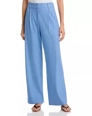 Heyser Pinstripe Pleated Wide Leg Pants