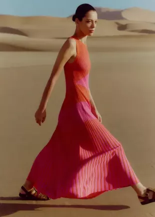 Racer Crew Neck Rib Maxi Dress
