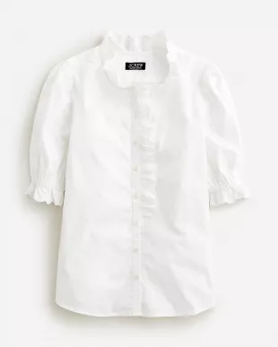 Ruffle-trim Button-up Shirt