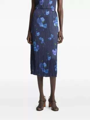 Poppy Blur Pleated Midi Skirt