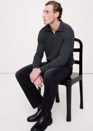 Linen-Cotton Slub Sweater Polo