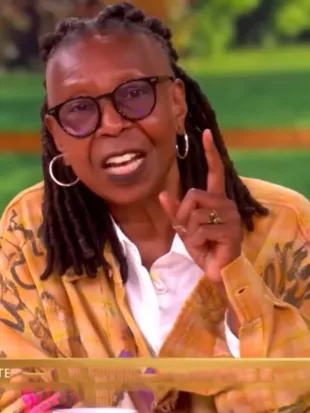 The View Whoopi Goldberg Yellow Printed Graphics Top