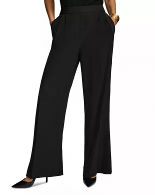 Pleat Front Wide-Leg Pants