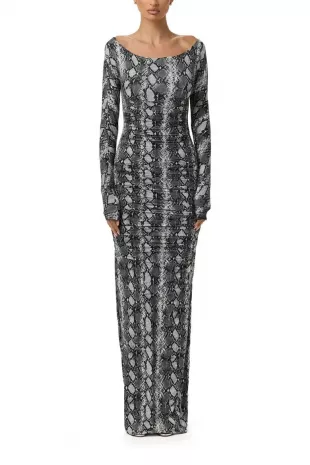 Ruched Off the Shoulder Long Sleeve Maxi Dress