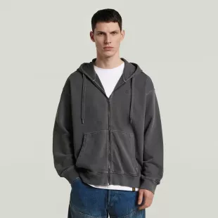 Washed Hoodie Zip Sweater