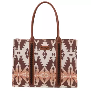Ladies Southwestern Dual Sided Light Coffee Brown Tote Bag