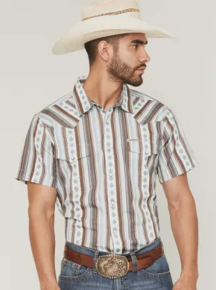 Men's Wyatt Serape Striped Short Sleeve Snap Western Shirt