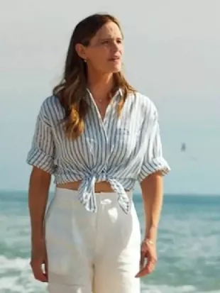 Jennifer Garner The Five Star Weekend Blue Striped Shirt