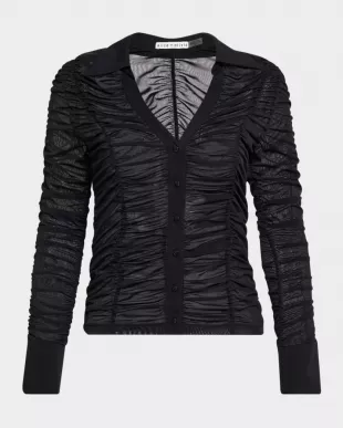 Portia Fitted Mesh Button-Front Shirt