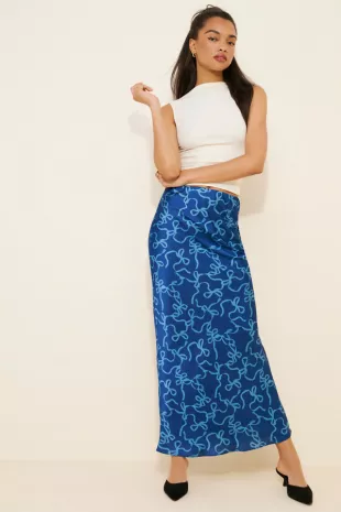 Slip Maxi Skirt in Blue