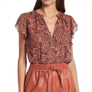 June Ruffled Floral Chiffon Top