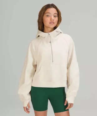 Scuba Oversized Half Zip Hoodie White Opal
