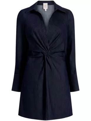 McKenna Twist-Front Denim Dress