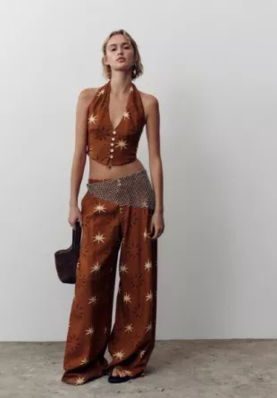 Sun Print Linen Topv