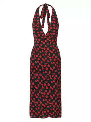 Lucca Printed Crepe Halter Midi-Dress