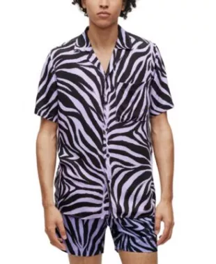 Ellino Regular-Fit Zebra-Print Shirt