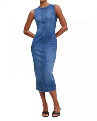 Esme Denim Midi Dress in Blue Harbor