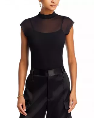 Mesh Mock Neck Top
