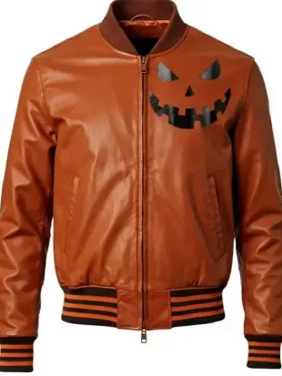 Jack-o-Lantern Orange Leather Jacket