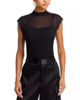 Mesh Mock Neck Top