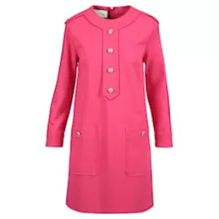 Button-Embellished Shift Dress