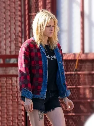 The Wrong Girls 2026 Kristen Stewart Reversible Plaid Denim Jacket