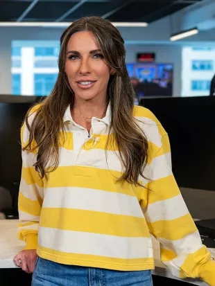 The View Alyssa Farah Griffin Yellow Stripe Polo Shirt