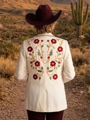 Dutton Ranch Annette Bening White Floral Blazer