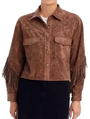 Dutton Ranch Natalie Alyn Lind Suede Leather Fringe Jacket