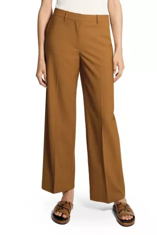 Stretch Wool Pants in Dark Cognac