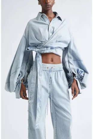 Rebellion Denim Wrap Crop Top