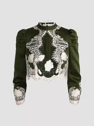 Thomasina Lace-Trim Crop Jacket