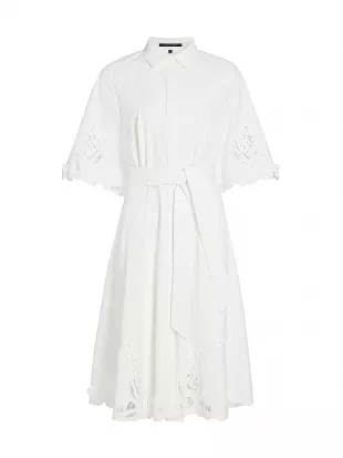 Monty Cotton Poplin Tie-Waist Midi-Shirtdress