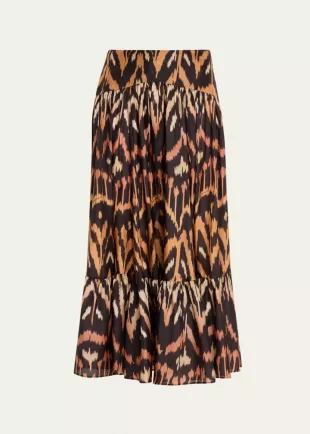 Aster silk Midi Skirt