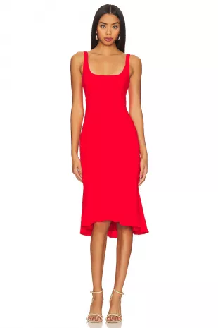 Campania Midi Dress in Crimson