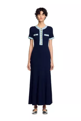Knit and Denim Maxi Dress