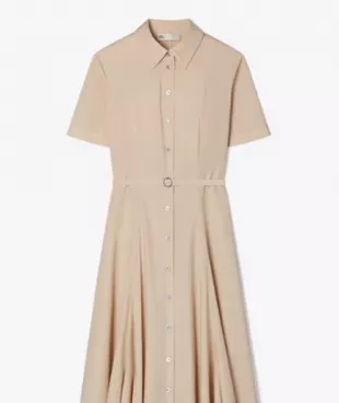 Cotton Shirtdress in pale sand