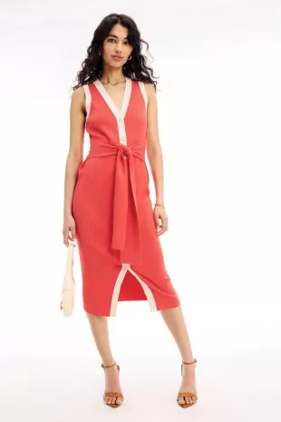 Sleeveless Button Front Midi Dress