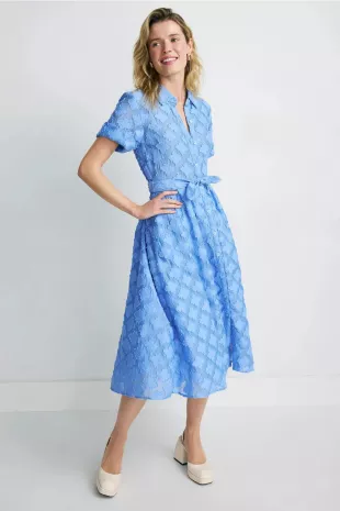 Spade Flower Belted Shirtdress