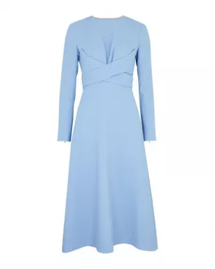 Elta Baby-Blue Wrap-Effect Double Crepe Dress