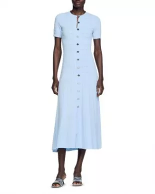 Knit Maxi Dress in Sky Blue