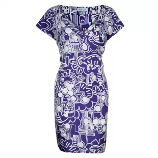 Purple Abstract Print Dress M