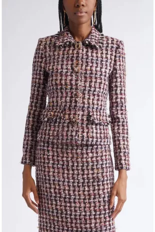 Fringe Houndstooth Tweed Jacket