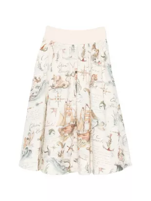 Ribbed printed Midi Skirt