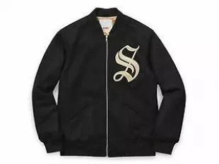 Old English Zip Varsity Jacket Black
