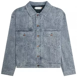 Floral Denim Jacket Light Indigo
