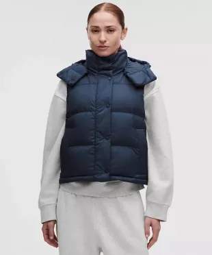 Wunder Puff Cropped Vest Heathered Wild Indigo