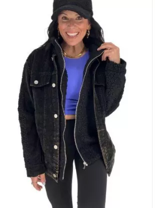Teddy Bear Black Denim Jacket