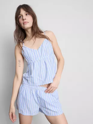 Cotton Striped Cami Pyjama Top