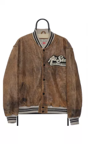 All Stars Brown Leather Varsity Jacket